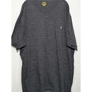 Polo Ralph Lauren Mens V-Neck T-Shirt Charcoal Gray Heather Pony Logo 3LT Tall